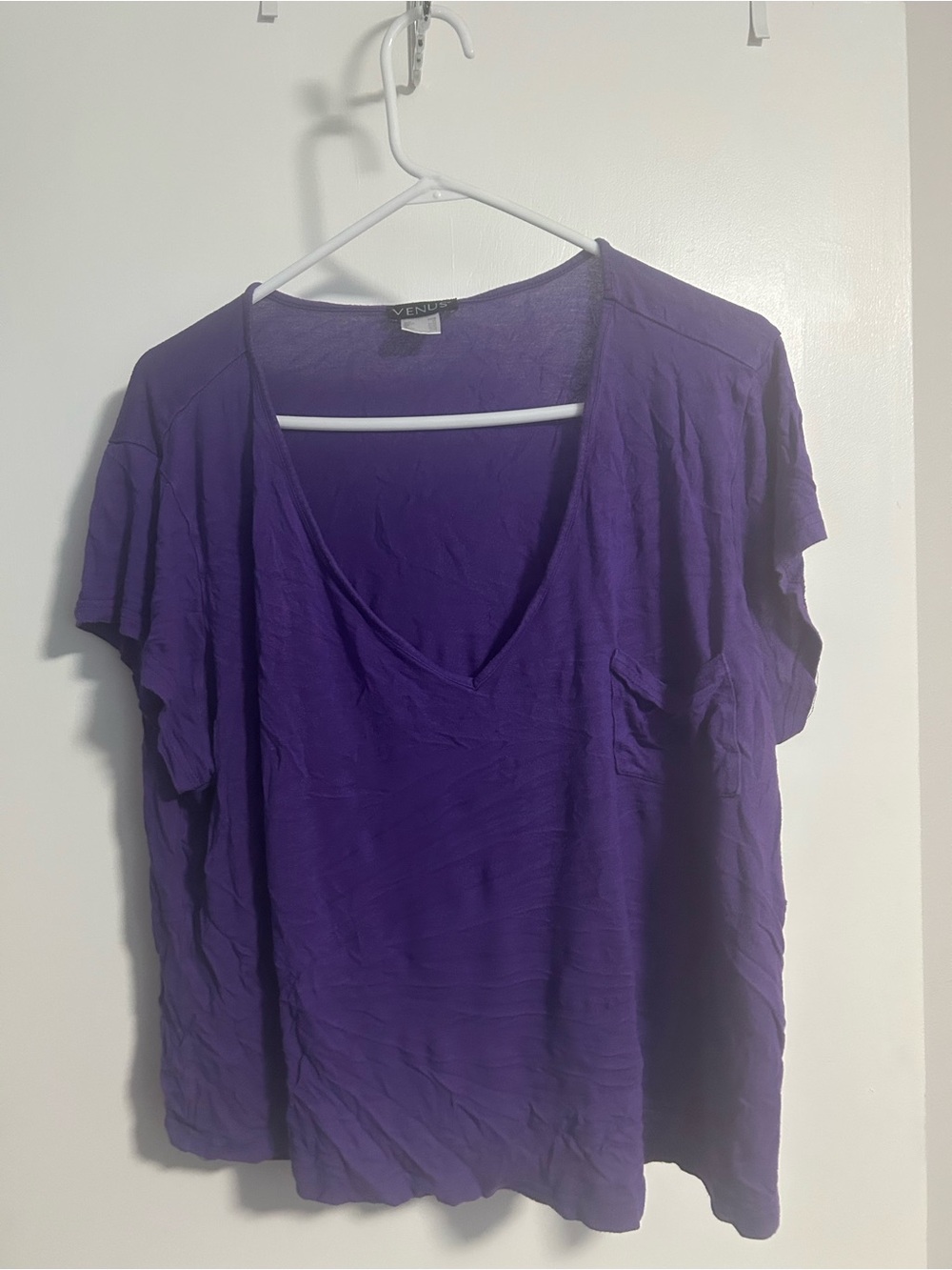 VENUS Deep Purple V-Neck Short Sleeve Tee